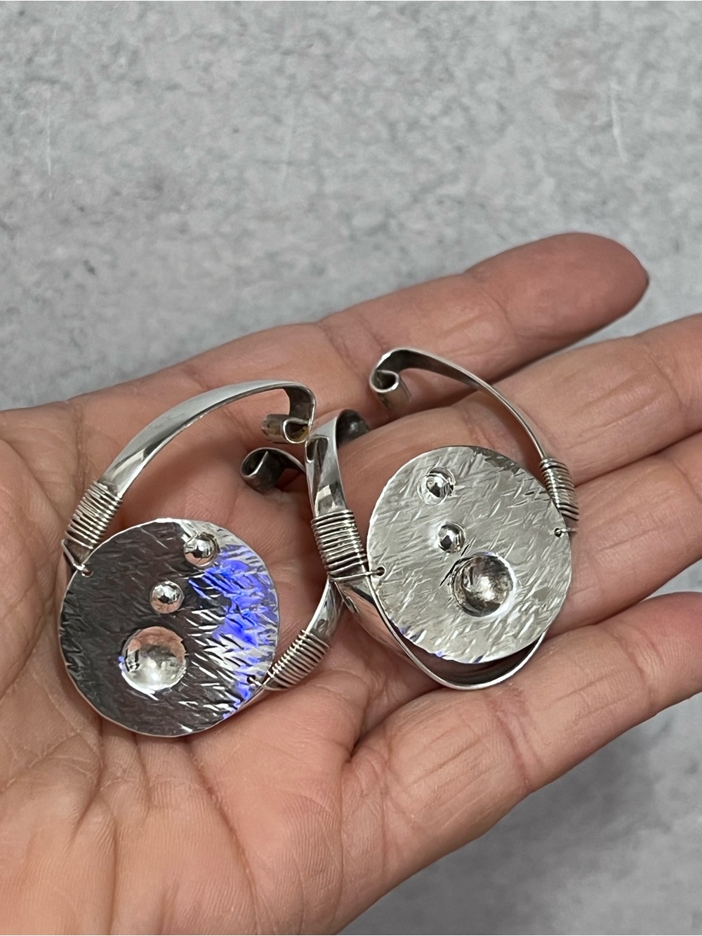 Sterling Silver 925 Earrings by Barbara Barnett Hooker Earrings Cuff Modernist